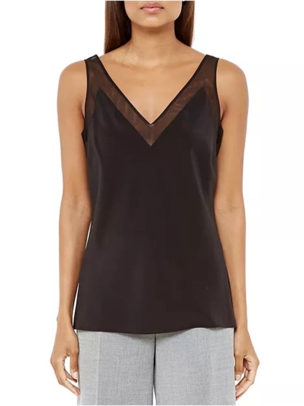 Ted Baker Mesh Trimmed Silk Top